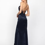 STEPHANIE COWL DRAPED SATIN GOWN B34D15L