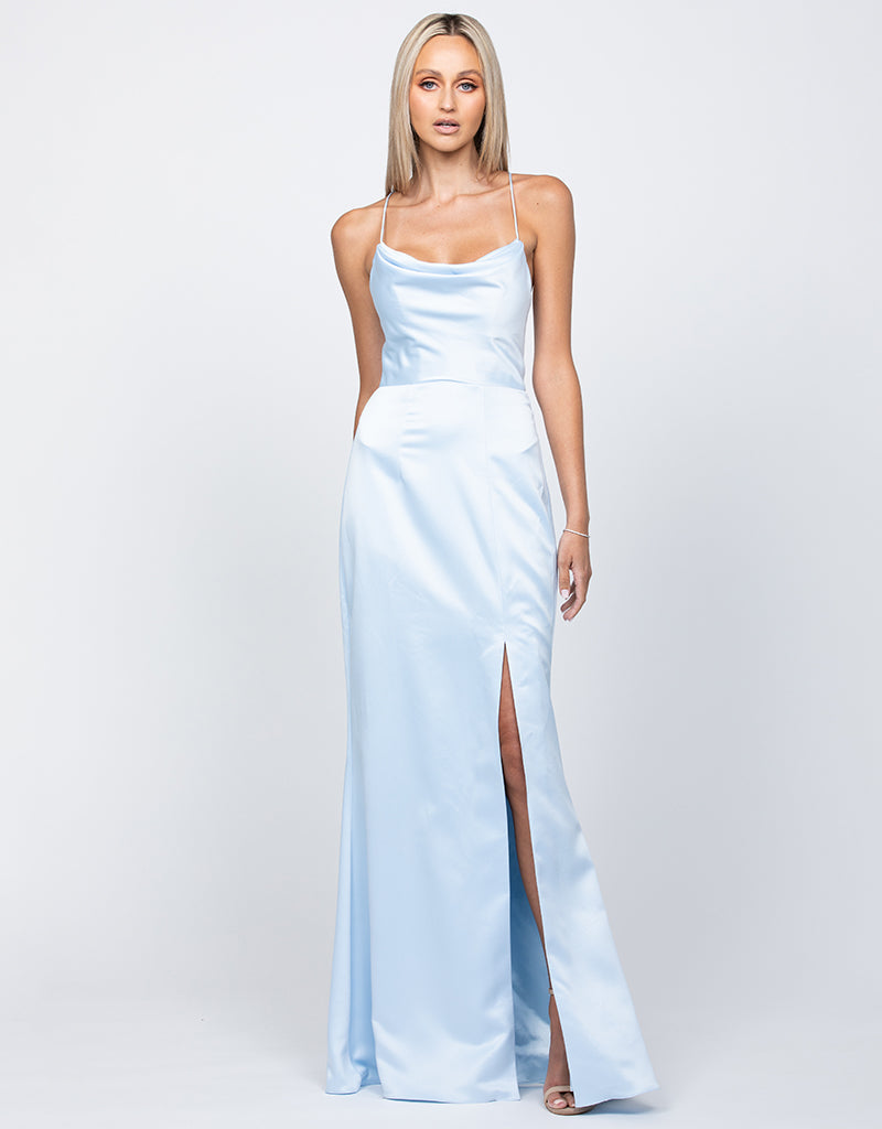 STEPHANIE COWL DRAPED SATIN GOWN B34D15L