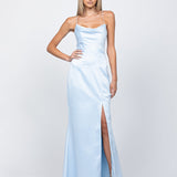 STEPHANIE COWL DRAPED SATIN GOWN B34D15L