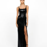 MIDNIGHT CORSET PANEL GOWN B55D09L